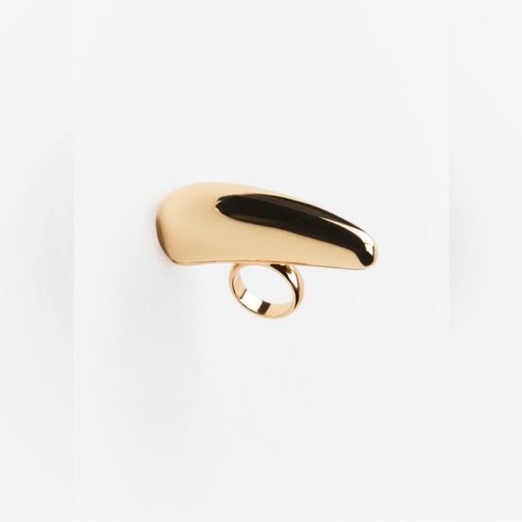 Zara Gold HORIZONTAL DROP RING NWT - Picture 1 of 8